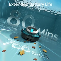 S2 Pool Vacuum Robot for Above Ground Pools, Cordless Operation, 80-Min Runti…