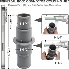 Pool Hose Adapter Connector Coupling 1-1/4&Prime; or 1-1/2&Prime; Plastic Pool Vacuum Hose A