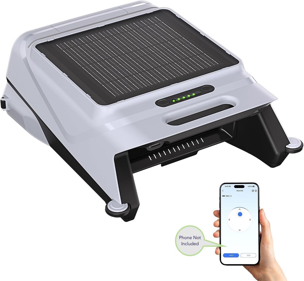 Pura V12 Solar Powered Automatic Pool Surface Robot Skimmer