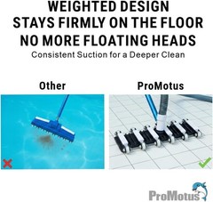 19&Prime; Commercial Weighted Pool Vacuum Head, Heavy-Duty Flexible Head with Chrom…