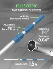 HD 15-Foot Retrieval Pole for Robotic Pool Cleaner Robot Hook nets skimmer rakes