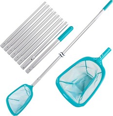 11.5 Foot Swimming Pool Leaf Skimmer Net with Telescopic Aluminum Pole, 8 Sec…