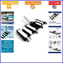 Black 14.4&Prime; Pool Vacuum Head with Urethane Wheels & Metal Handle, Flexible, W…