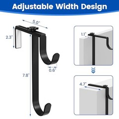 2pcs Double Pool Pole Hooks, Adjustable Thickened Panel Pool Fence Black