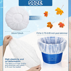 200 Pcs Pool Skimmer Socks Fine Mesh Strainer Screen Liners White
