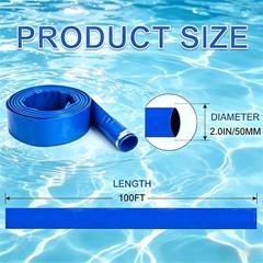 POOLTALE 2.0&Prime; x 100 FT Pool Backwash Hose, Heavy Duty 2IN x 100FT, Blue