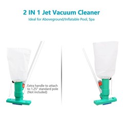 Upgrades Pool Spa Pond Mini Jet Vac Vacuum Cleaner w/Brush, Bag,6 Sections Te…
