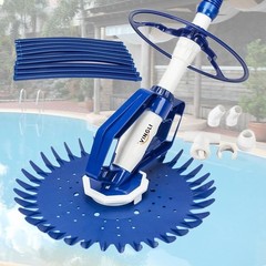 Blue Automatic Pool Vacuum Cleaner Suction Powered, Includes 10 Hoses & Spare…
