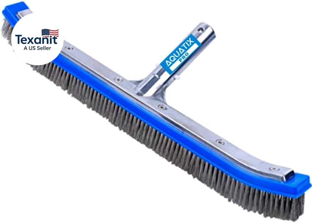 Pool Brush Head, 18&Prime; Heavy Duty for Cleaning Walls & Floors, Stainless Steel Bri