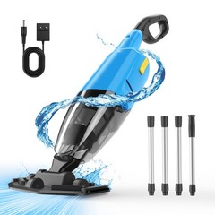 Rechargeable Pool Vacuum Cordless Handheld Pool Cleaner w/ Telescopic Pole Blue
