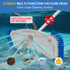 Weighted Pool Vacuum Head with Side Brushes, 13.5&Prime; Deluxe Manual Pool Cleaner He