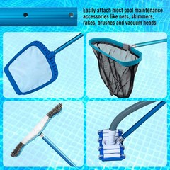 12ft Telescopic Pool Pole – Aluminum Skimmer, Rake, Brush, Vacuum Handle, 3-Piec