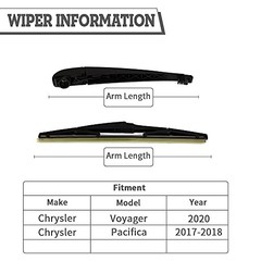 Rear Wiper Arm & Blade Kit,Exact-Fit Replacement for Chrysler Pacifica 2017