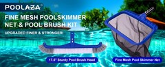 Fine Mesh Pool Skimmer Net & Pool Brush Kit, Durable Pool Cleaning Kit Includes