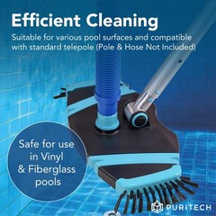 Heavy Duty Pool Vacuum Head with Side Brushes, Weighted Vinyl Safe Cleaner, 3…