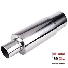 Exhaust Muffler,Universal Stainless Steel Exhaust Burnt Tip,14.8 inches Silver