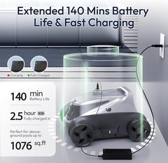 Bubot 500P Cordless Robotic Pool Cleaner, 4h Runtime, Auto-Park, 1,076 Sq.ft.