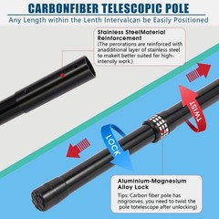 JSPJSP 12FT Carbon Fiber Telescopic Pool Cleaning Pole