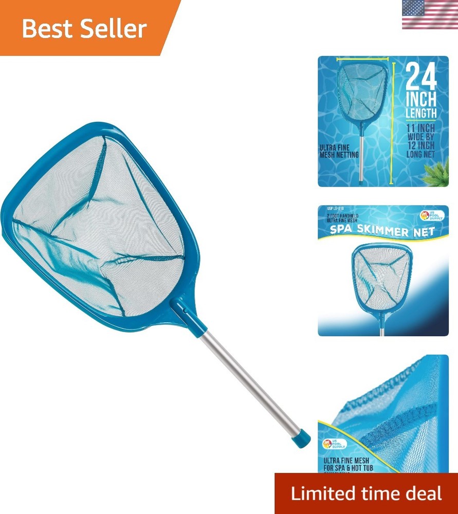 Lightweight Leaf Skimmer with Detachable Aluminum Pole for Easy Pool Maintenance