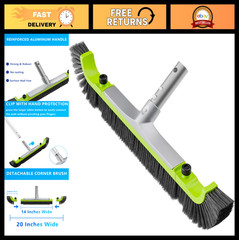 20&Prime; Heavy Duty Pool Brush Head for Inground/Above Ground Cleaning, Strong Bristl