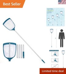Pool Skimmer with Adjustable Pole & Fine Mesh – Safe for All Pools