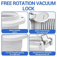 GW9530 Vac Port Fitting, White Free Swivel Pool Vacuum Suction Lock