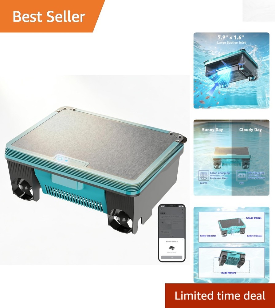 Over-Ground Robotic Pool Cleaner,APP Support, Solar Powered & Battery-Powered…