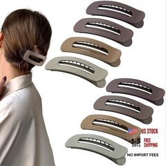 8 Pcs Large Lay Flat Claw Clips for Women – French Side Matte – Multiple Brown