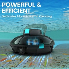 Cordless Robotic Auto Pool Vacuum Cleaner, Self-Parking, 645 Sq.Ft, 60 Min, BLUE