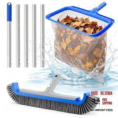 3-in-1 Pool Cleaning Kit – Leaf Rake Net, Wall Brush & Pole – 3PCS