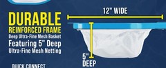 Pool and Spa Skimmer Net with Pole, Long Handheld Ultra-Fine Mesh Pool Skimmer