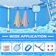 Poolside Pool Leaf Skimmer Net Holder – Pole Hanger Hooks – 2