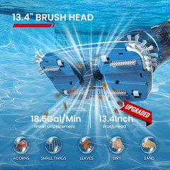 Pro Cordless Pool Vacuum – 18.5 GPM Powerful Suction, 70Min Runtime & 13.4&Prime; Wide
