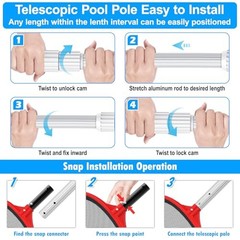 UPGRADED Pool Pole 15 Foot Telescopic Swimming Pool Poles,Telescopic 15 Feet