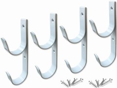 4 PCS Set Wide Pool Pole Hangers Heavy Duty White Aluminium Holder Hooks with…