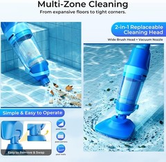 Pool Vacuum for Above Ground Pool, 1427 GPH Powerful Stable Suction, Telescopic