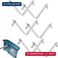 6 Pcs Pool Pole Clips, Stainless Steel Pools Brush Clip V-Shaped Clips Universal