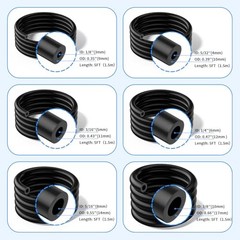 Vacuum Hose Automotive, 1/8&Prime; 5/32&Prime; 3/16&Prime; 1/4&Prime; 5/16&Prime; 3/8&Prime;ID High Black