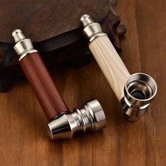 Tobacco Pipe Set,2pcs Realistic Wood Grain Pipes with Cleaner Wooden