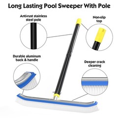 Swimming Pool Brush with Pole 6FT,18&Prime; Swimming Pool Brush Head with Nylon