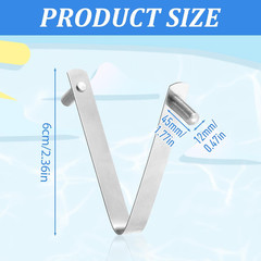6 Pcs Pool Brush Clips, V-Shaped 304 Stainless Steel Pool Pole Clips, Double