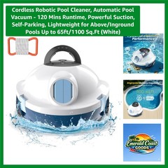 Cordless Robotic Pool Cleaner – 120 Mins Runtime & Powerful Suction for Easy …