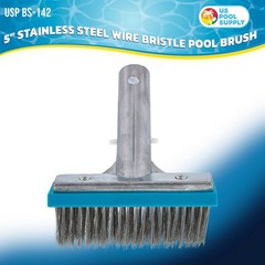 Inground Pool Brush Head – 5&Prime; Stainless Steel, Metal Wire Bristles, Calcium & Ru