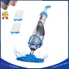 Portable Pool Cleaner Cordless Handheld Pool Vacuum with Telescopic Pole, Blue