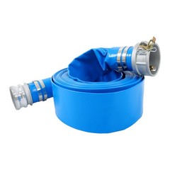 3&Prime; x 50FT PVC Irrigation Discharge Hose W/Aluminum Connectors for Pools Blue