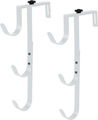 2Pcs White Pool Pole Hangers Adjustable Heavy Duty Swimming Pool Fence Hooks