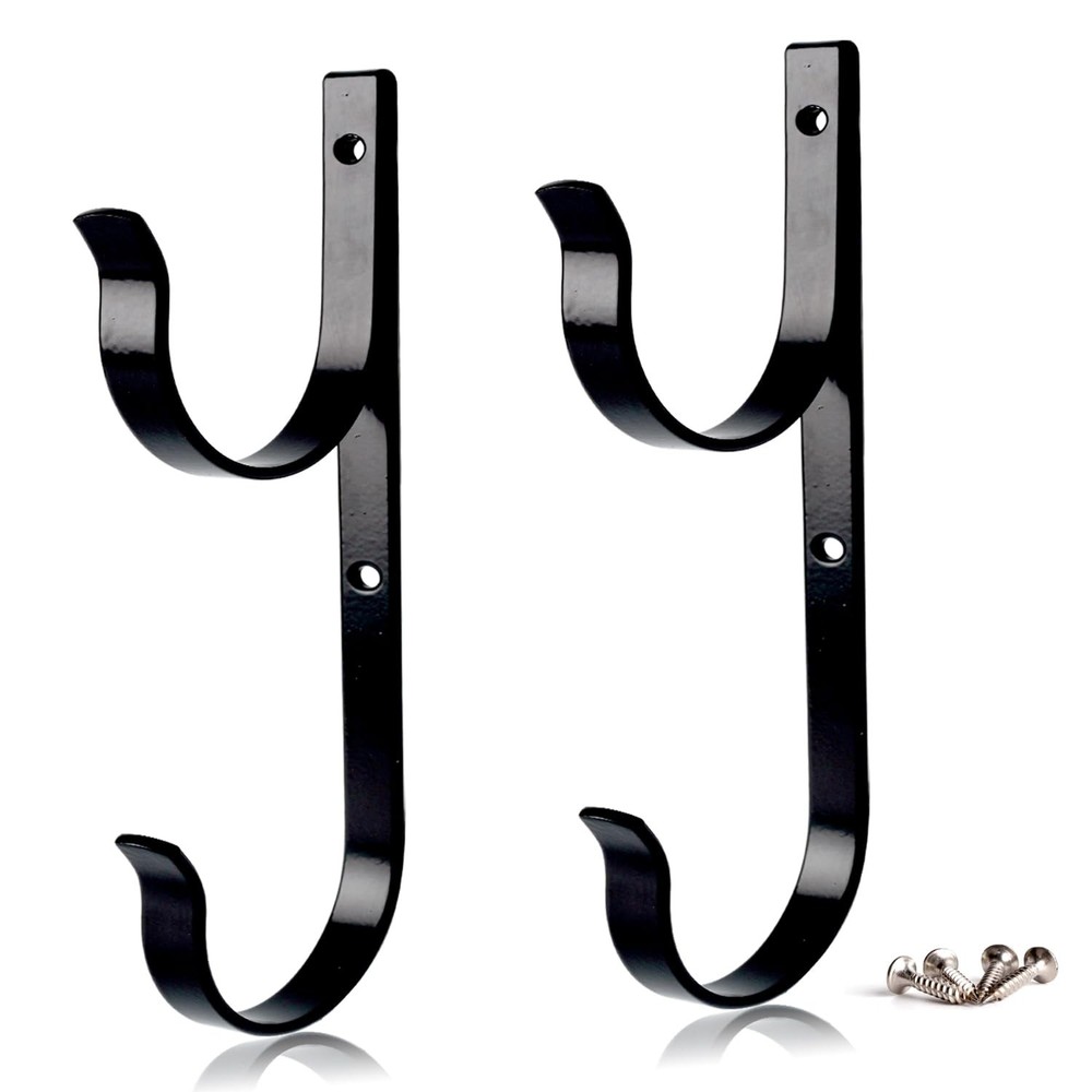2 Pcs Set Pool Pole Hangers Heavy Duty Black Aluminium Holder with Screws Per…