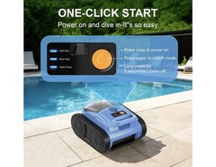 Rosmena Robotic Pool Cleaner Vacuum for Inground Pools Up to 2100 Sq.ft, 190 Min