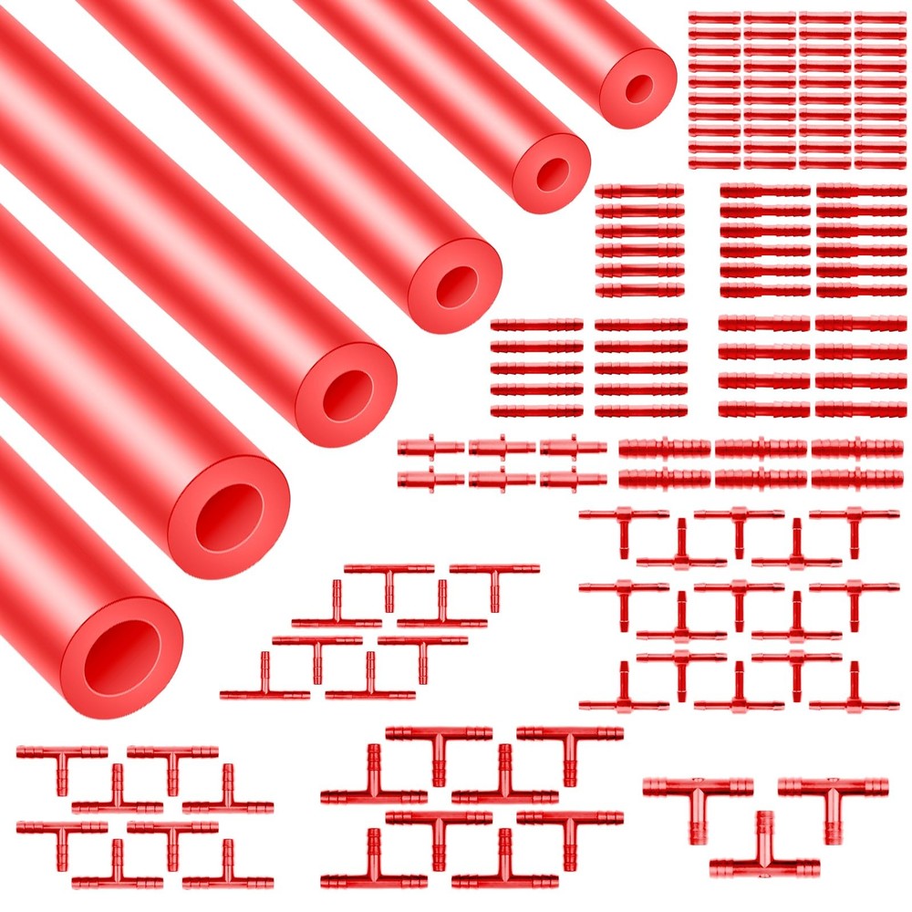 Shineyoo Red Vacuum Hose Kit 6PCS 5FT, 1/8&Prime; 5/32&Prime; 3/16&Prime; 1/4&Prime; 5/16&Prime; 3/8&Prime; Tubings