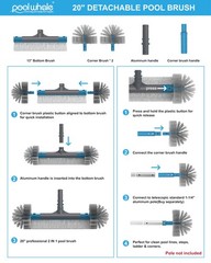 20 » Pool Brush Head, Detachable Pool Cleaning Brush with Durable Around Nylo…